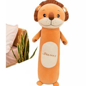 Jovial Baby Animal Body Pillow - 40-inch Long Plushie Brown Lion